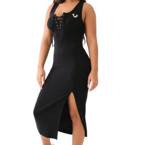 True Religion Lace Up Horseshoe MIDI Dress Size 3X 
Retails $130 - Picture 1 of 5